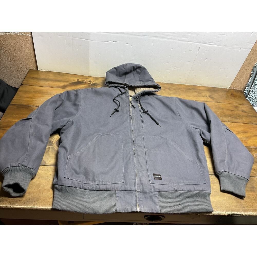 Walls Workwear Sherpa Lined Canvas Chore Jacket Men's Large Barn Coat Blue